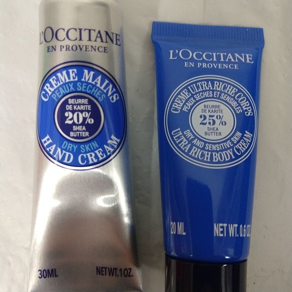 L'occitane 20% Shea Butter Hand Cream &25% Rich Body Cream Set x2 20/30ML NEW - Picture 2 of 4